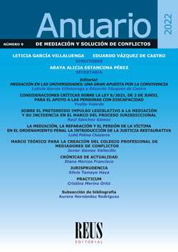 ANUARIO DE MEDIACIÓN Y SOLUCIÓN DE CONFLICTOS 2022